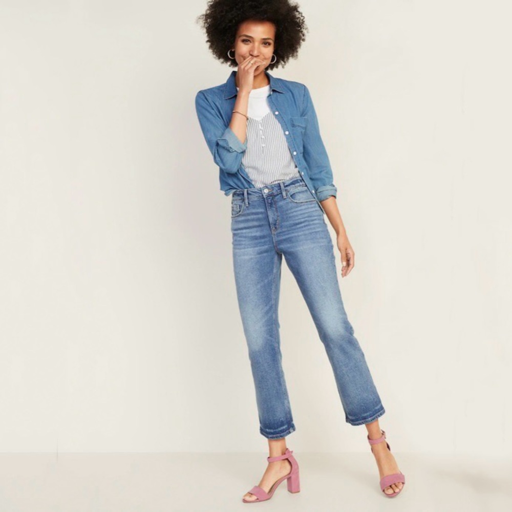 Old Navy High Waisted Flare Ankle Jeans Medium Wash Size 10